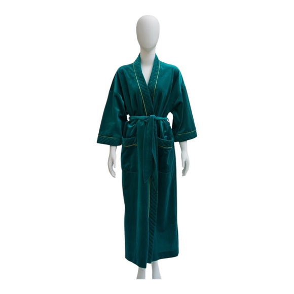 Christian Dior Other - Christian Dior Vintage Bath Robe Teal with Gold trim & details SZ S